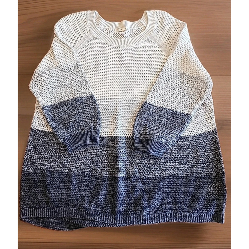 Tribal Long Sleeve Blue Ombre Open Knit Sweater Size 2x B2